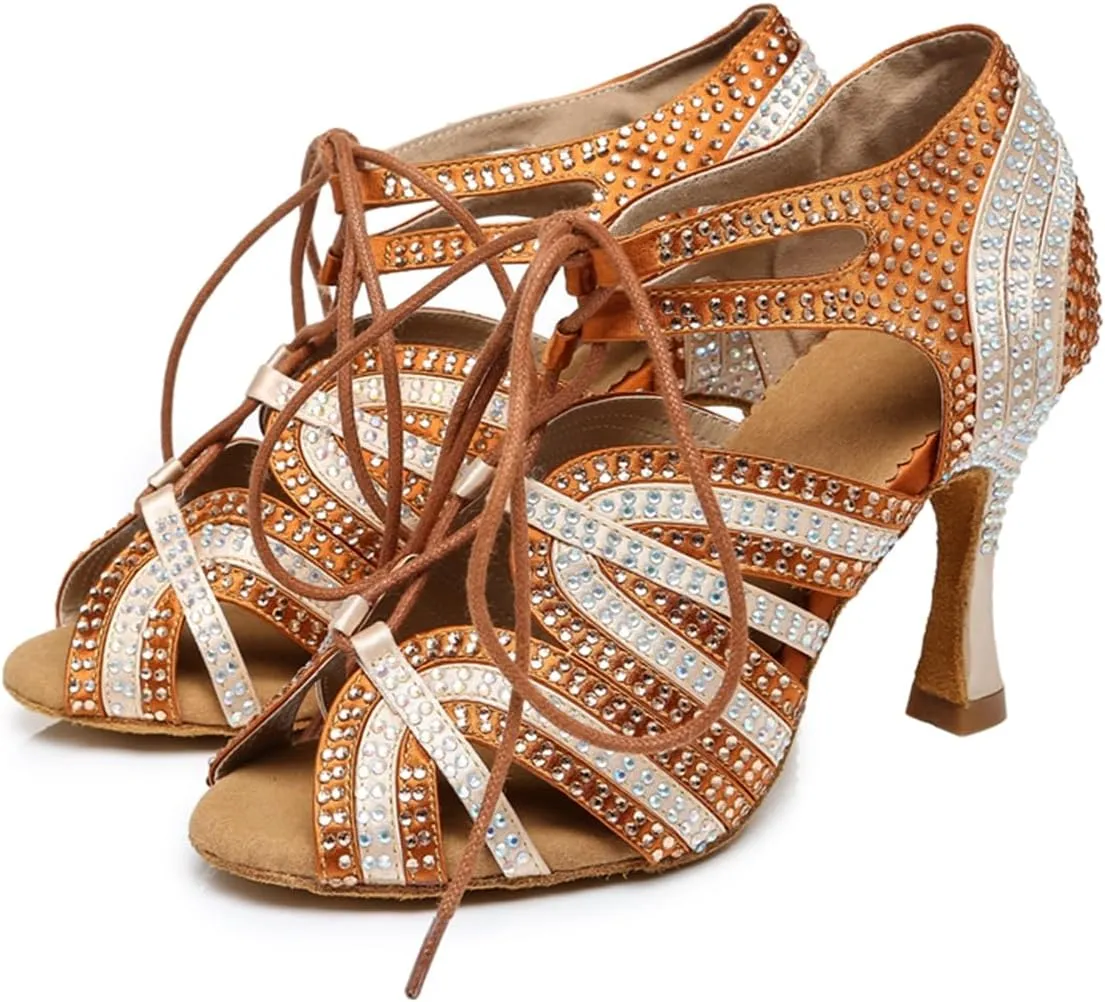 Glitter Dance Shoes for Women Rhinestones Ballroom Stylish Bridal Wedding Sandals