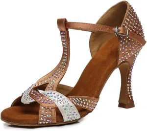 Glitter Dance Shoes for Women Rhinestones Ballroom Stylish Bridal Wedding Sandals