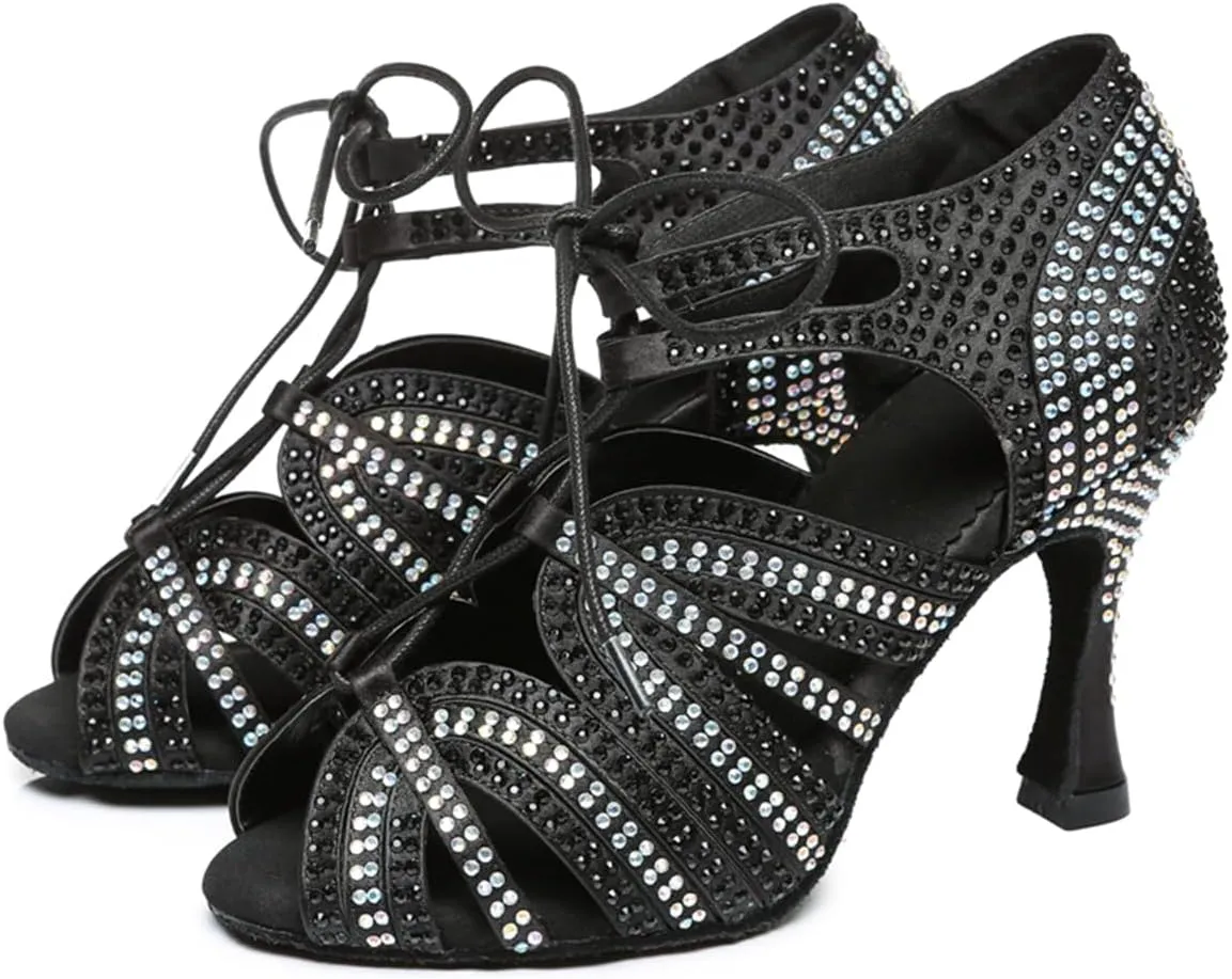 Glitter Dance Shoes for Women Rhinestones Ballroom Stylish Bridal Wedding Sandals