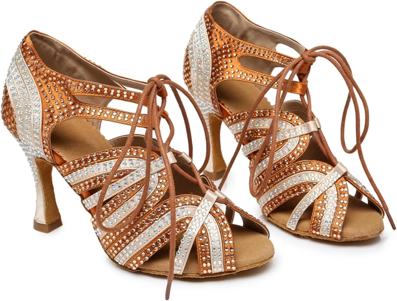 Glitter Dance Shoes for Women Rhinestones Ballroom Stylish Bridal Wedding Sandals
