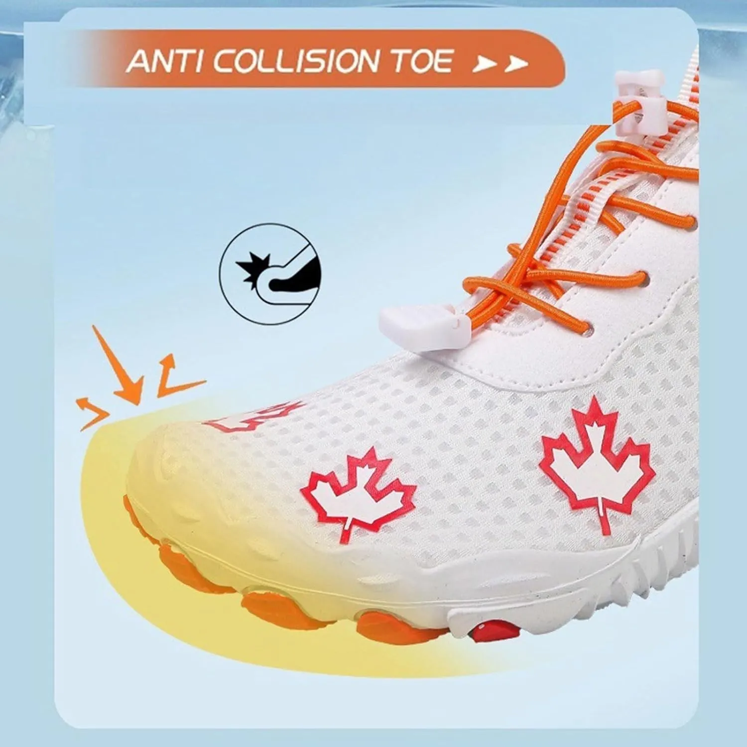 Hike Barefoot Shoes Women, Maple Leaf Print Grounded Barefoot Footwear Shoes, Neuropathy Walking Shoe Wide Toe Box Zero Drop Beach Sneakers for Gym Athletic Walking Running Sneakers Water Resistant