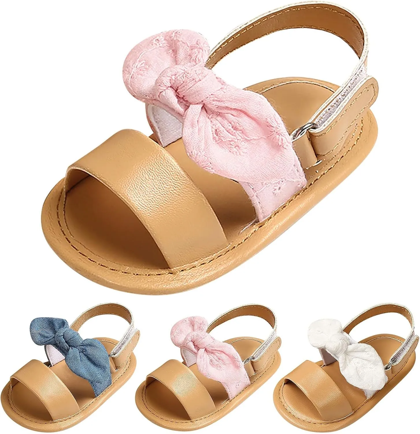 Infant Baby Girls Summer Bowknot Sandals Soft Sole Newborn Toddler First Walker Wedding Dress Shoes 2025 Stylish