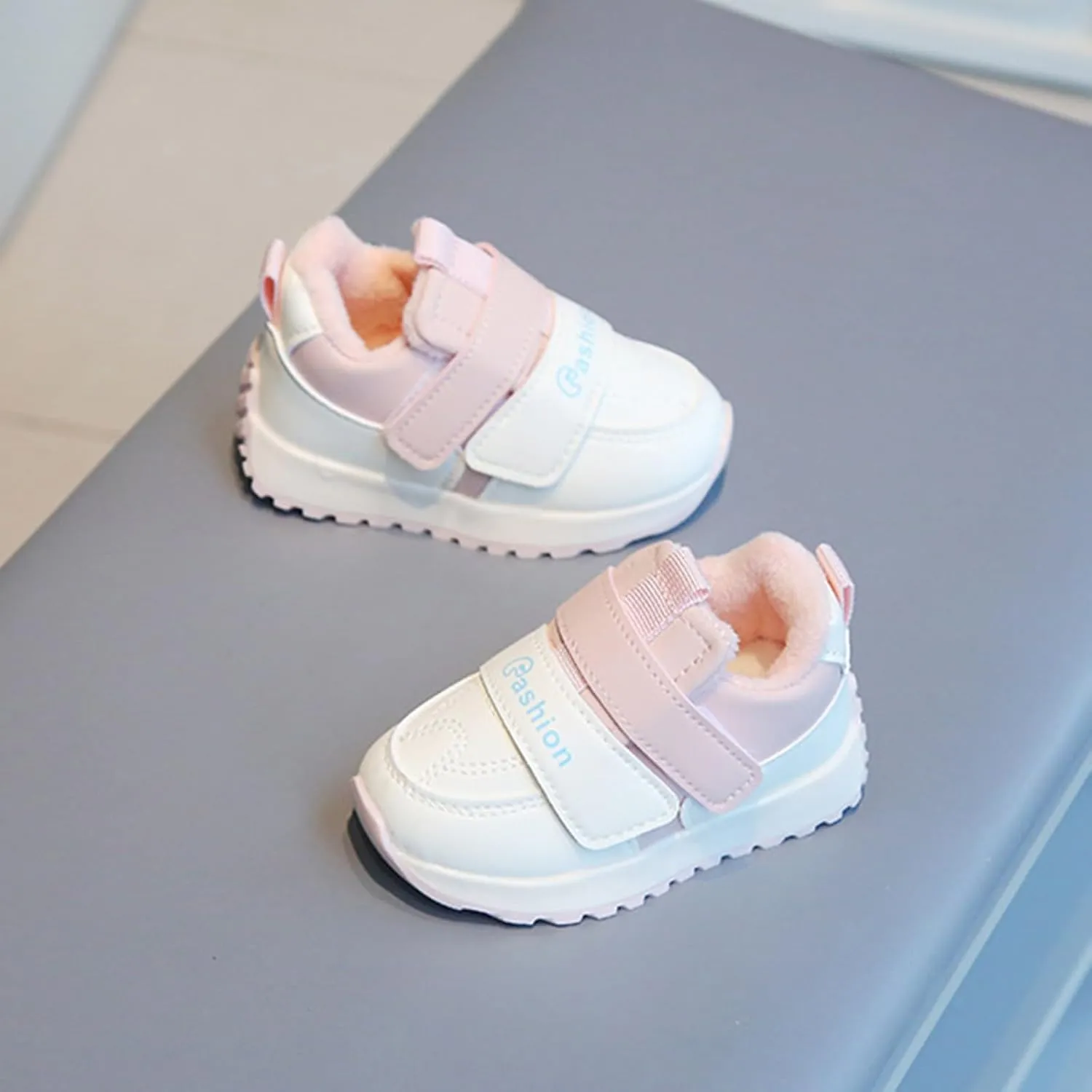 Infant Baby Leather Sneakers Unisex Toddler Classic Water Proof Comfortable Furry Warm Winter Outdoor Play Kid Girl