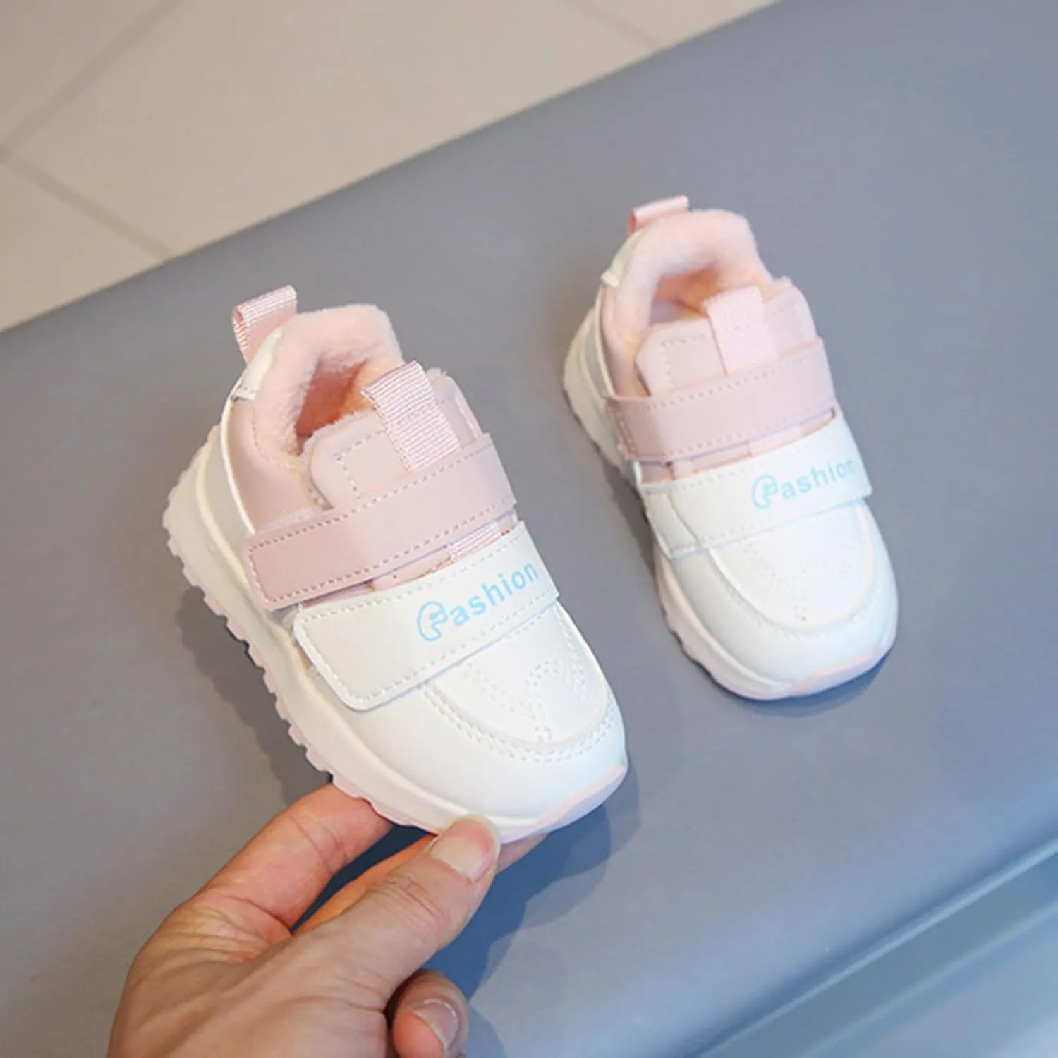 Infant Baby Leather Sneakers Unisex Toddler Classic Water Proof Comfortable Furry Warm Winter Outdoor Play Kid Girl