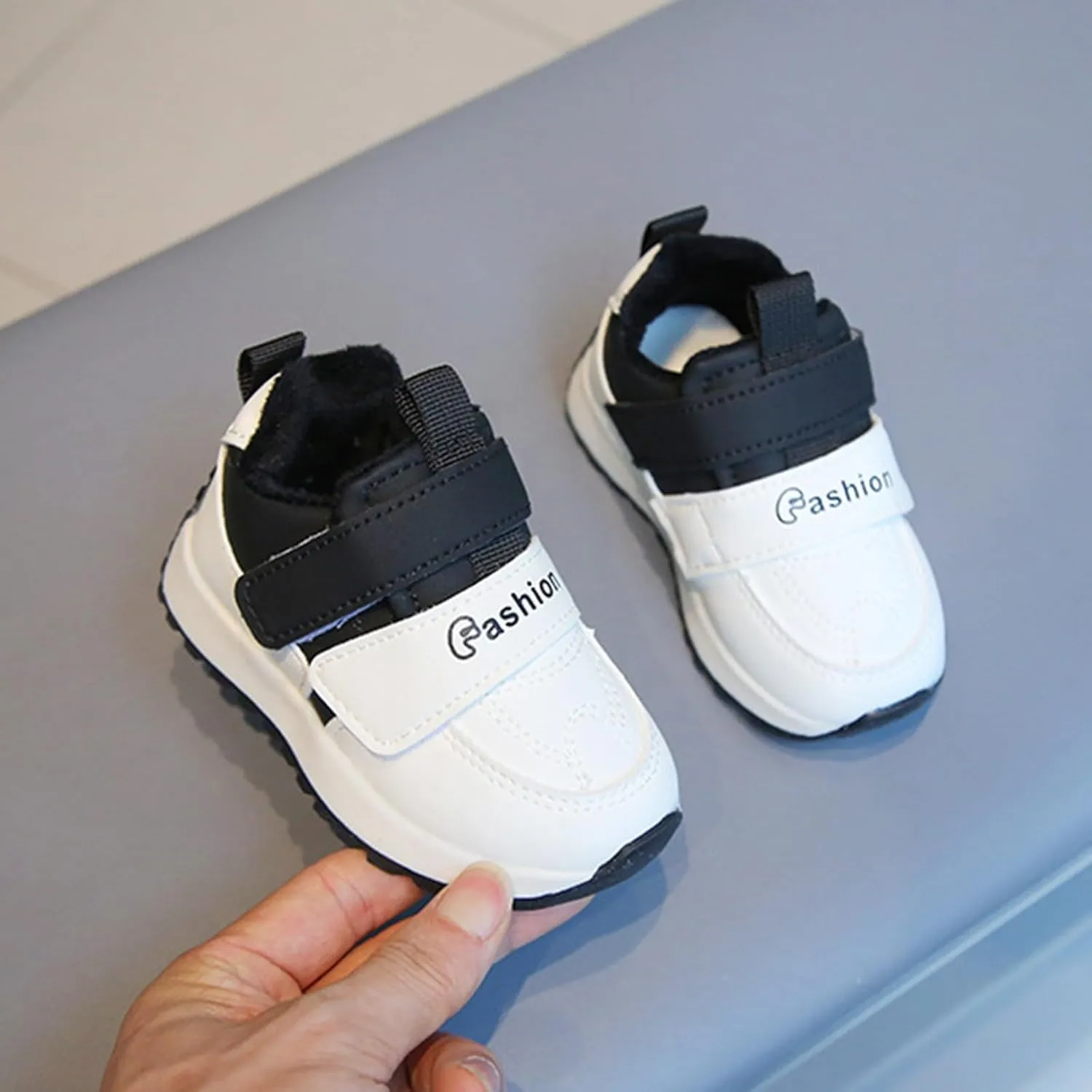 Infant Baby Leather Sneakers Unisex Toddler Classic Water Proof Comfortable Furry Warm Winter Outdoor Play Kid Girl
