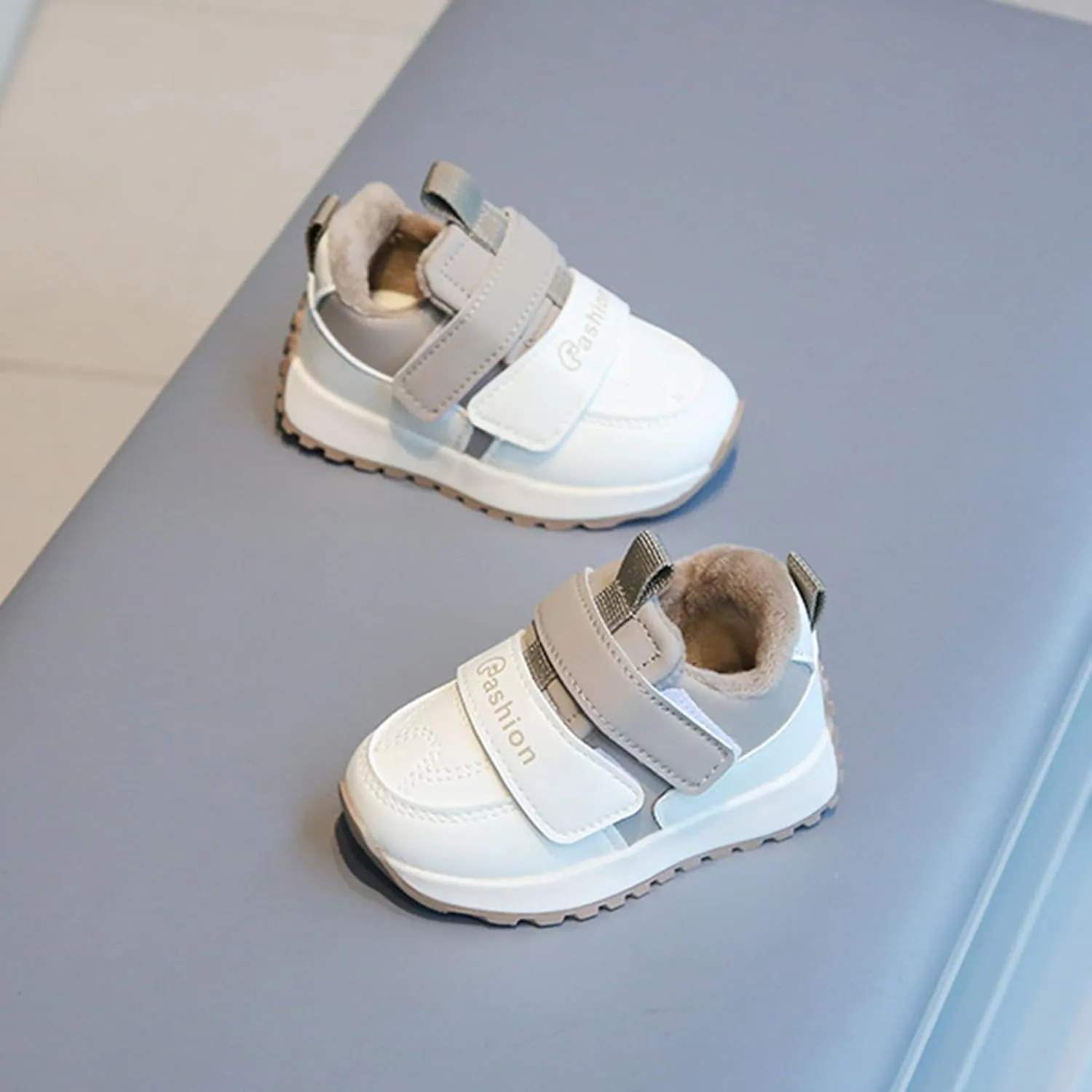 Infant Baby Leather Sneakers Unisex Toddler Classic Water Proof Comfortable Furry Warm Winter Outdoor Play Kid Girl