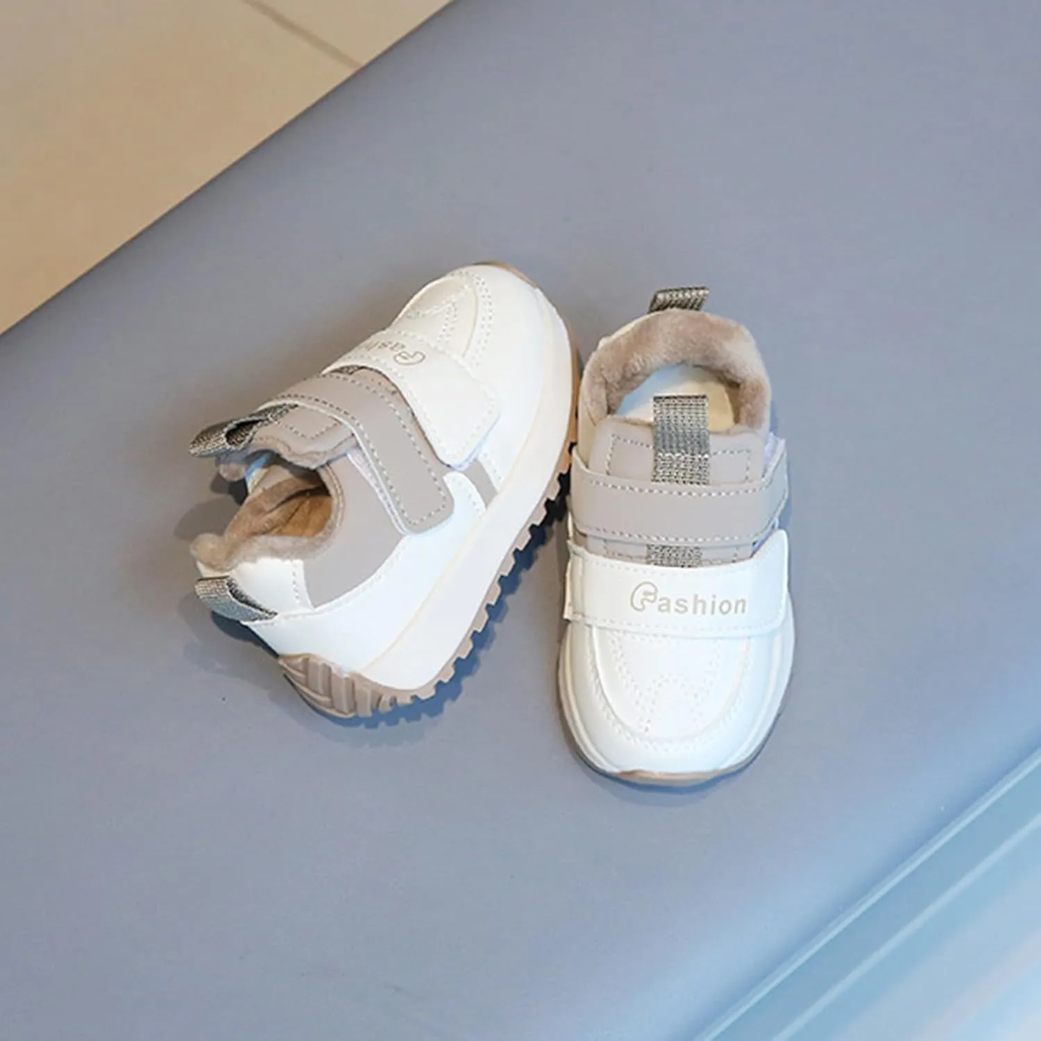Infant Baby Leather Sneakers Unisex Toddler Classic Water Proof Comfortable Furry Warm Winter Outdoor Play Kid Girl