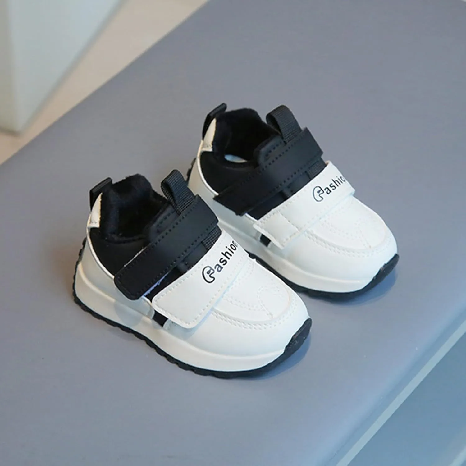 Infant Baby Leather Sneakers Unisex Toddler Classic Water Proof Comfortable Furry Warm Winter Outdoor Play Kid Girl
