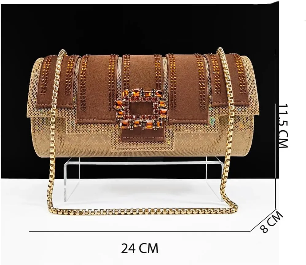 Italian Fashion Women Heels Elegant Color Block Design Shoes and Bag Full Rhinestone Party
