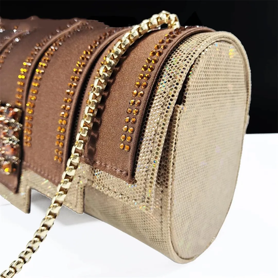 Italian Fashion Women Heels Elegant Color Block Design Shoes and Bag Full Rhinestone Party