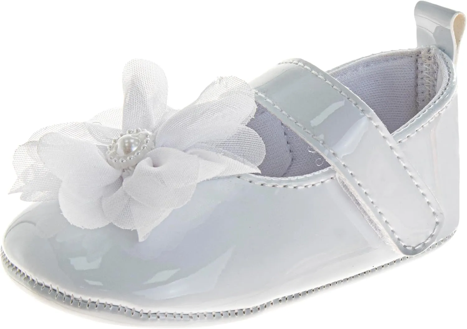 Josmo Baby Girl Dress Shoes Soft Sole Flats Crib Shoes Bowknot & Floral Design for Newborn & First Walker Sandals Size 2-4 Infant