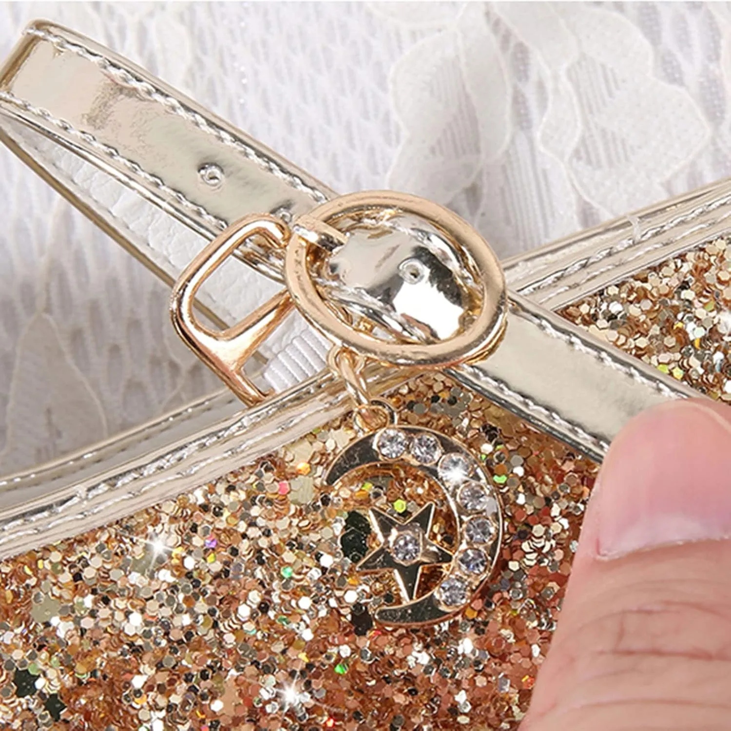 Little Girls Princess Glitter Bowknot Dress Shoes Kids Mary Jane Low Heels Pary Wedding Dazzling Elegant Shoes