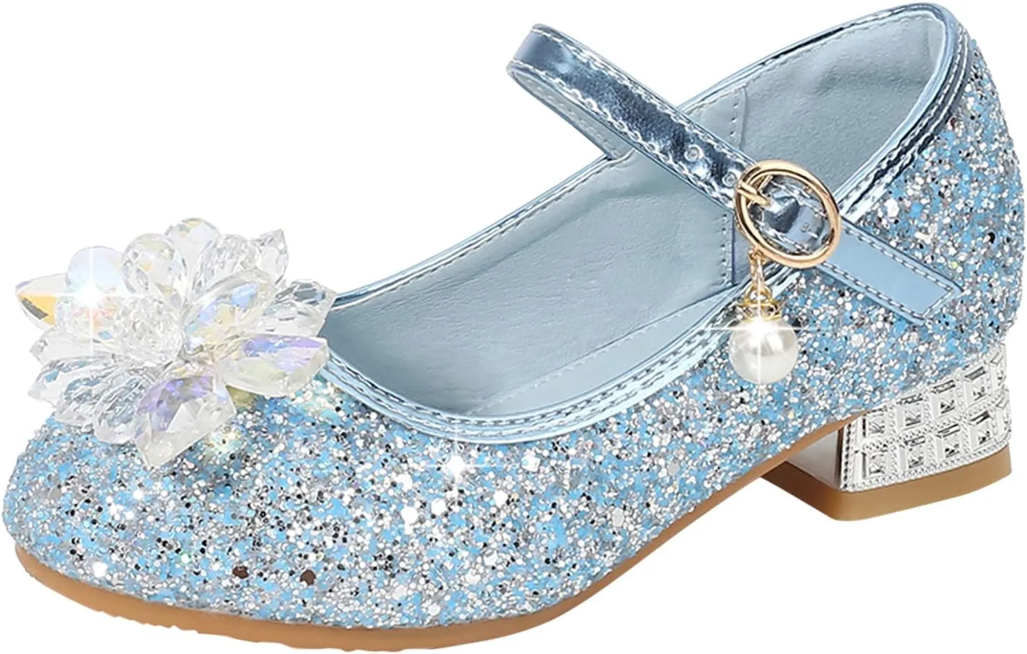 Little Girls Princess Glitter Bowknot Dress Shoes Kids Mary Jane Low Heels Pary Wedding Dazzling Elegant Shoes