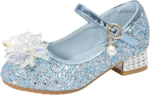 Little Girls Princess Glitter Bowknot Dress Shoes Kids Mary Jane Low Heels Pary Wedding Dazzling Elegant Shoes