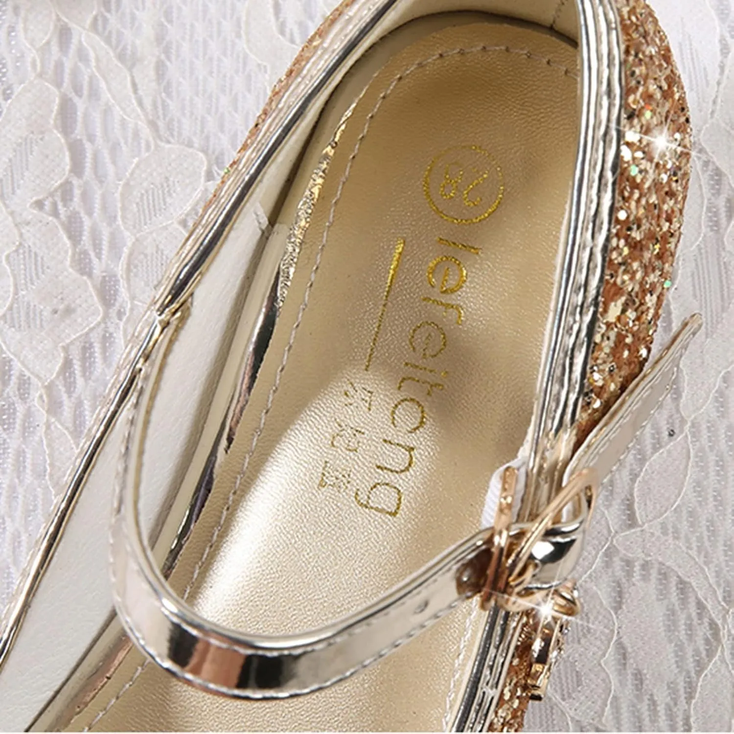 Little Girls Princess Glitter Bowknot Dress Shoes Kids Mary Jane Low Heels Pary Wedding Dazzling Elegant Shoes