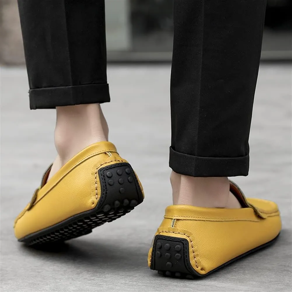 Loafer Shoes for Men Genuine Leather Stitching Details Penny Loafer Flat Heel Comfortable Flexible Driving Slip On for Any Attire