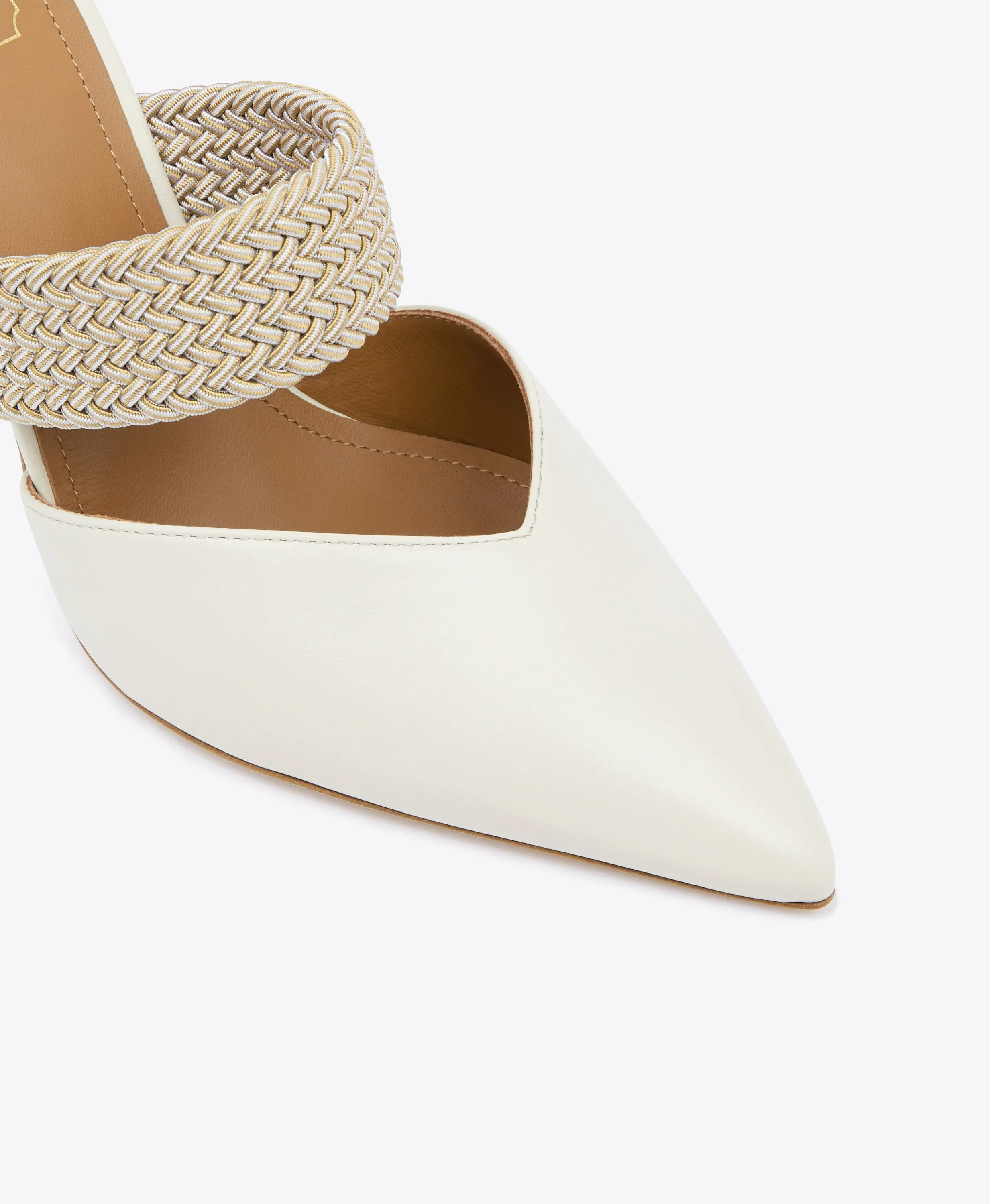 Maisie 85 Cream Leather Mules