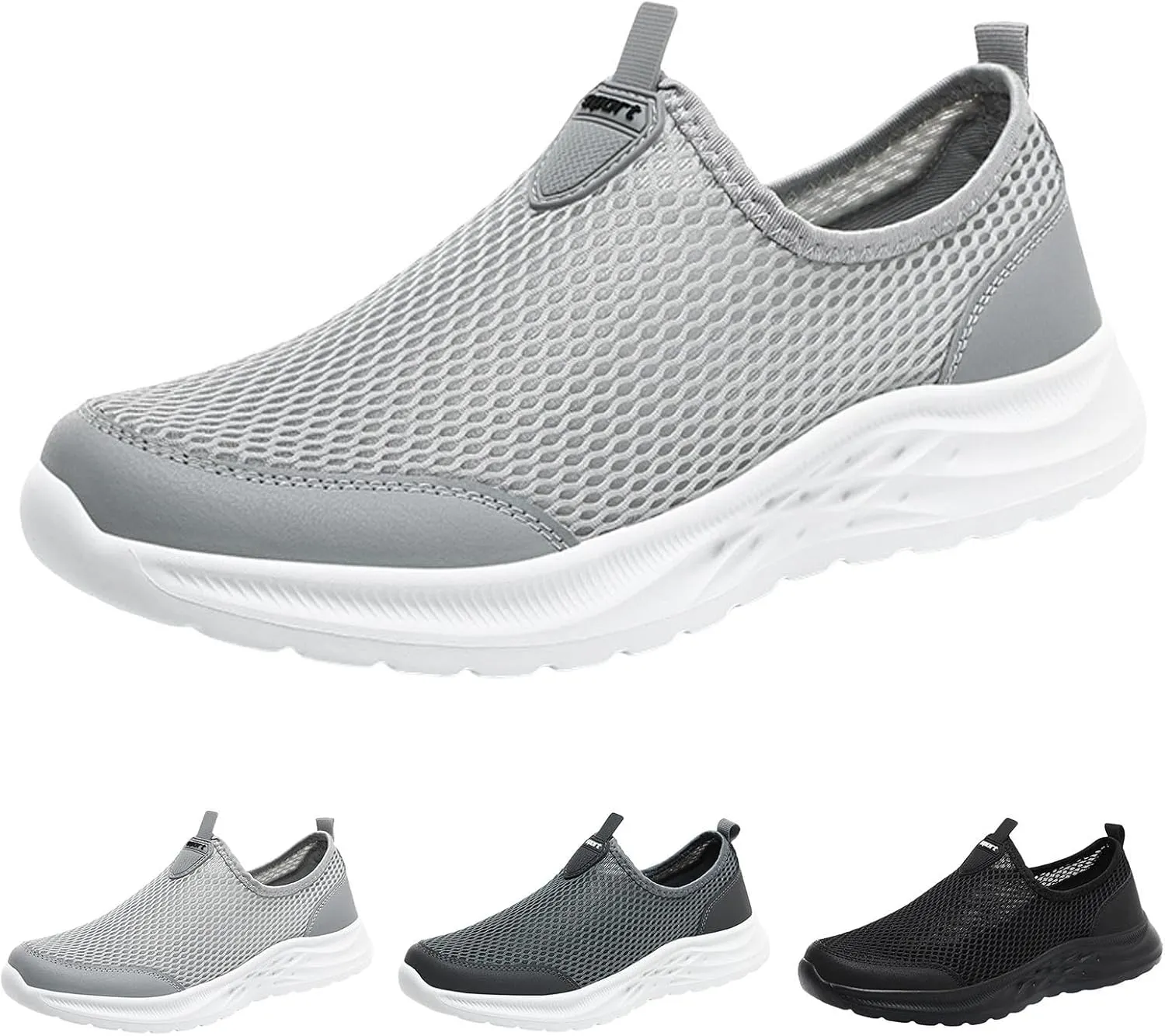 Men Sports Shoes Fashionable New Pattern Mesh Hollow Breathable Comfortable Flat Bottom Lightweight Slip On Seasonal Casual Shoes Casual Sneaker Boots for Men