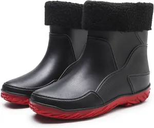 Men's rain boots, waterproof rain boots, mid-calf, fashionable outer water shoes, velvet for warmth, rubber shoes