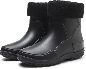 Men's rain boots, waterproof rain boots, mid-calf, fashionable outer water shoes, velvet for warmth, rubber shoes