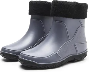 Men's rain boots, waterproof rain boots, mid-calf, fashionable outer water shoes, velvet for warmth, rubber shoes