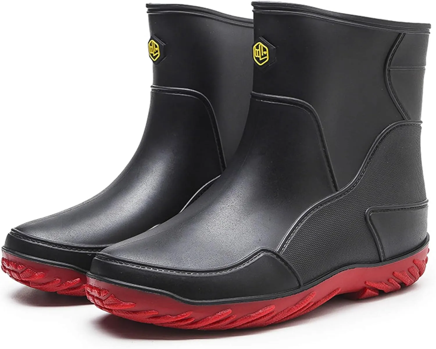 Men's rain boots, waterproof rain boots, mid-calf, fashionable outer water shoes, velvet for warmth, rubber shoes