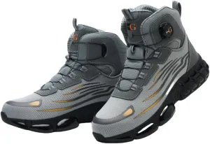 Mens Safety Shoes -Anti-Smashing Steel Toe, Anti-Piercing Midsole, TPU Non-Slip Outsole, Fashionable Reflective Strip Design, Comfortable & Soft Work Boots