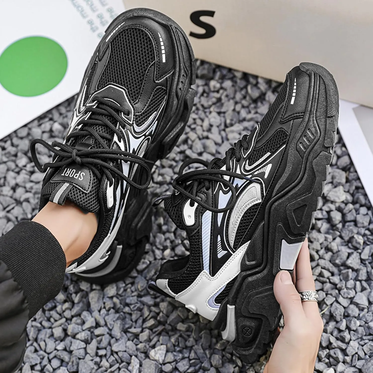 Men's Trendy Stylish Sneakers, Comfortable Wear-Resistant Skateboard Shoes for All Seasons, Tennis Work Walking Shoes
