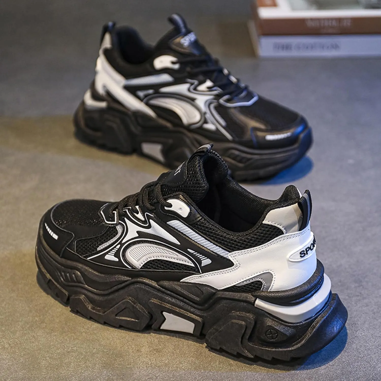 Men's Trendy Stylish Sneakers, Comfortable Wear-Resistant Skateboard Shoes for All Seasons, Tennis Work Walking Shoes