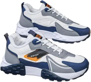 Men's Warm Fleece-Lined Sneakers - Fashionable Lace-Up Casual Shoes, Breathable Fabric Upper & Non-Slip PVC Outsole, Comfort Fit for Outdoor Activities
