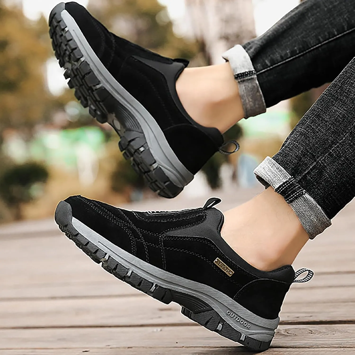 Men's White, Black, Grey Hiking Shoes - All Season, Flat Heel, Round Toe, Slip-On, Water Resistant, Slip-Resistant, Casual, Outdoor, Adult Men's Size