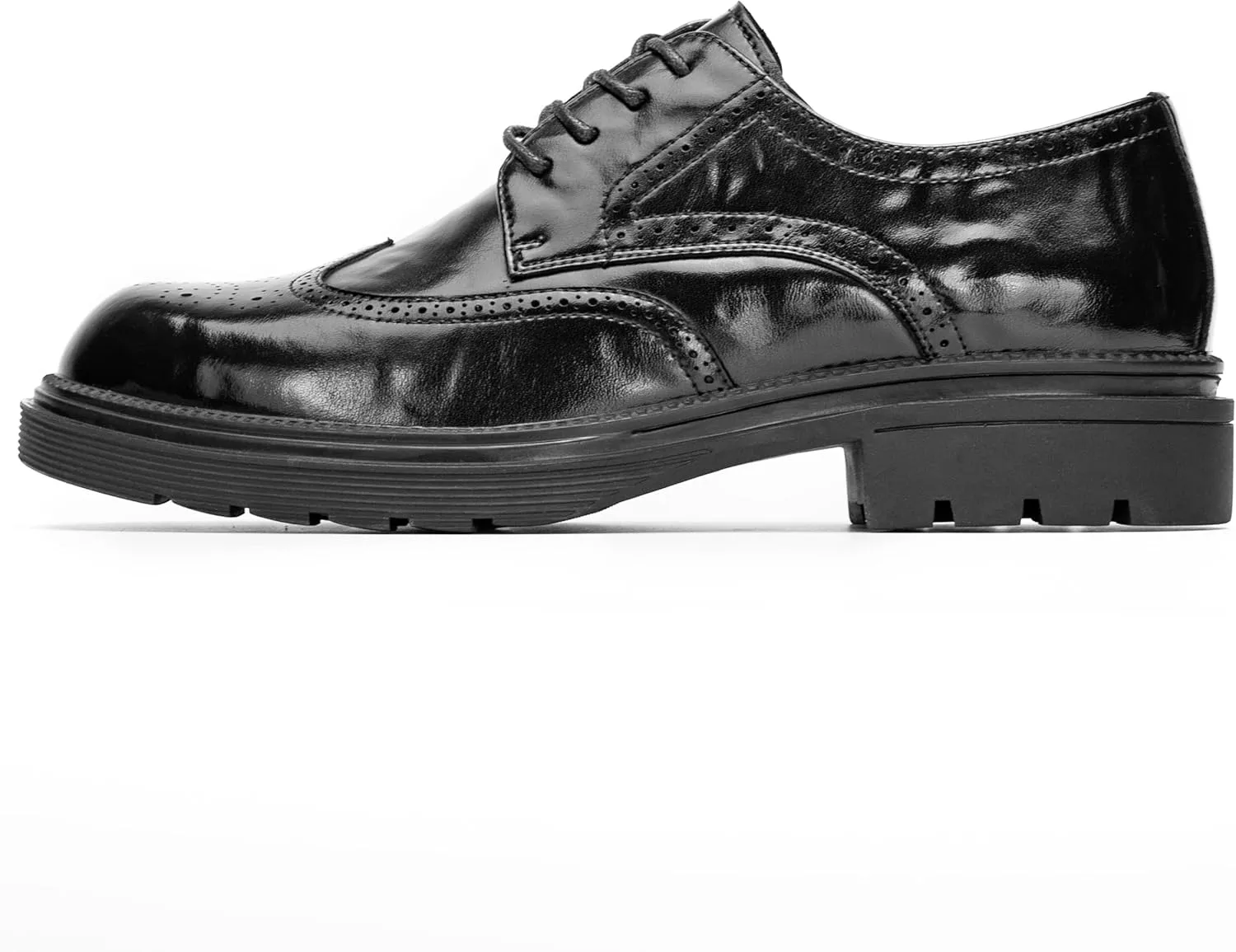 Mens Wingtip Brogue Dress Shoes  Genuine Leather Oxford Shoes for Men with Classic Perforated Detailing, Cushioned Insole & Non-Slip Rubber Sole  Formal Business Derby Style