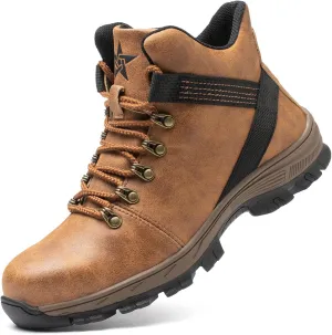 Micoklinlin Steel Toe Boots for Women Waterproof Lightweight Safety Shoes Slip-on Motorcycle Riding Shoes
