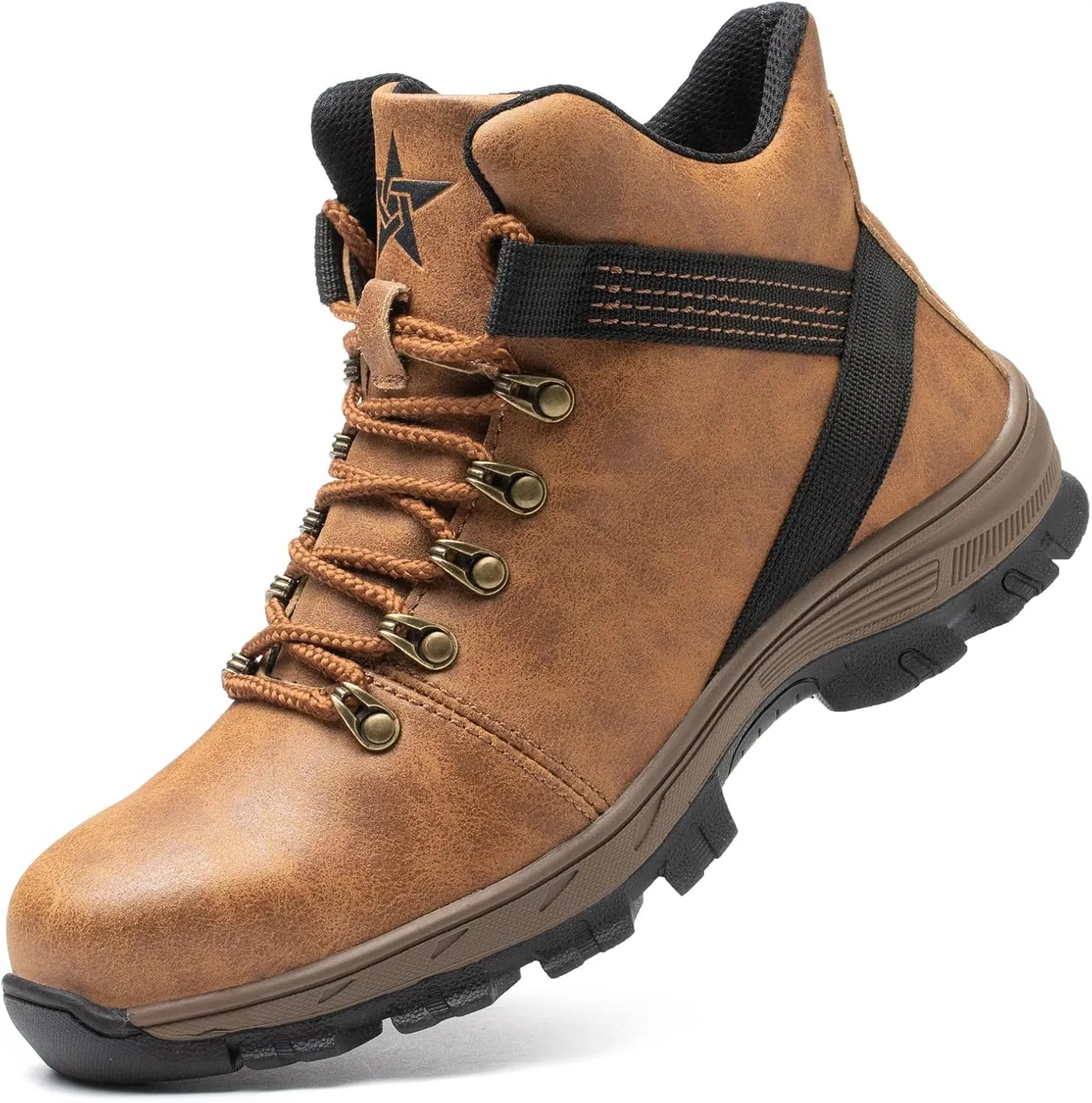 Micoklinlin Steel Toe Boots for Women Waterproof Lightweight Safety Shoes Slip-on Motorcycle Riding Shoes