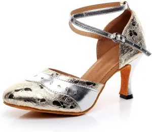 Minishion Women's Girls Cross Strap Stylish Synthetic Latin Ballroom Salsa Dancing Shoes Wedding Party Pumps