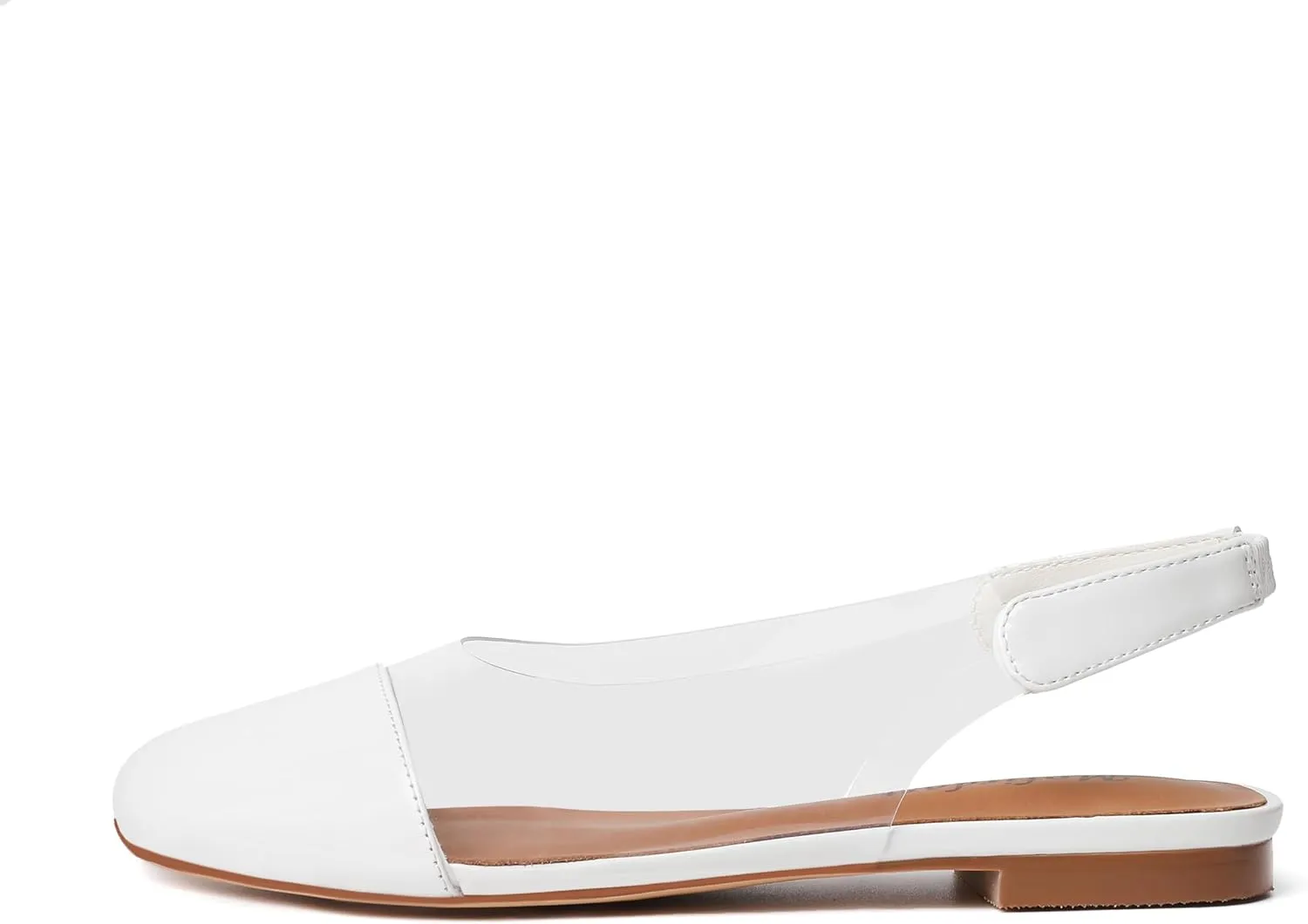 Mofirdast Clear Flats Sandals for Women Square Toe Slingback Flats with Transparent Ankle Strap for Work Weddings Parties