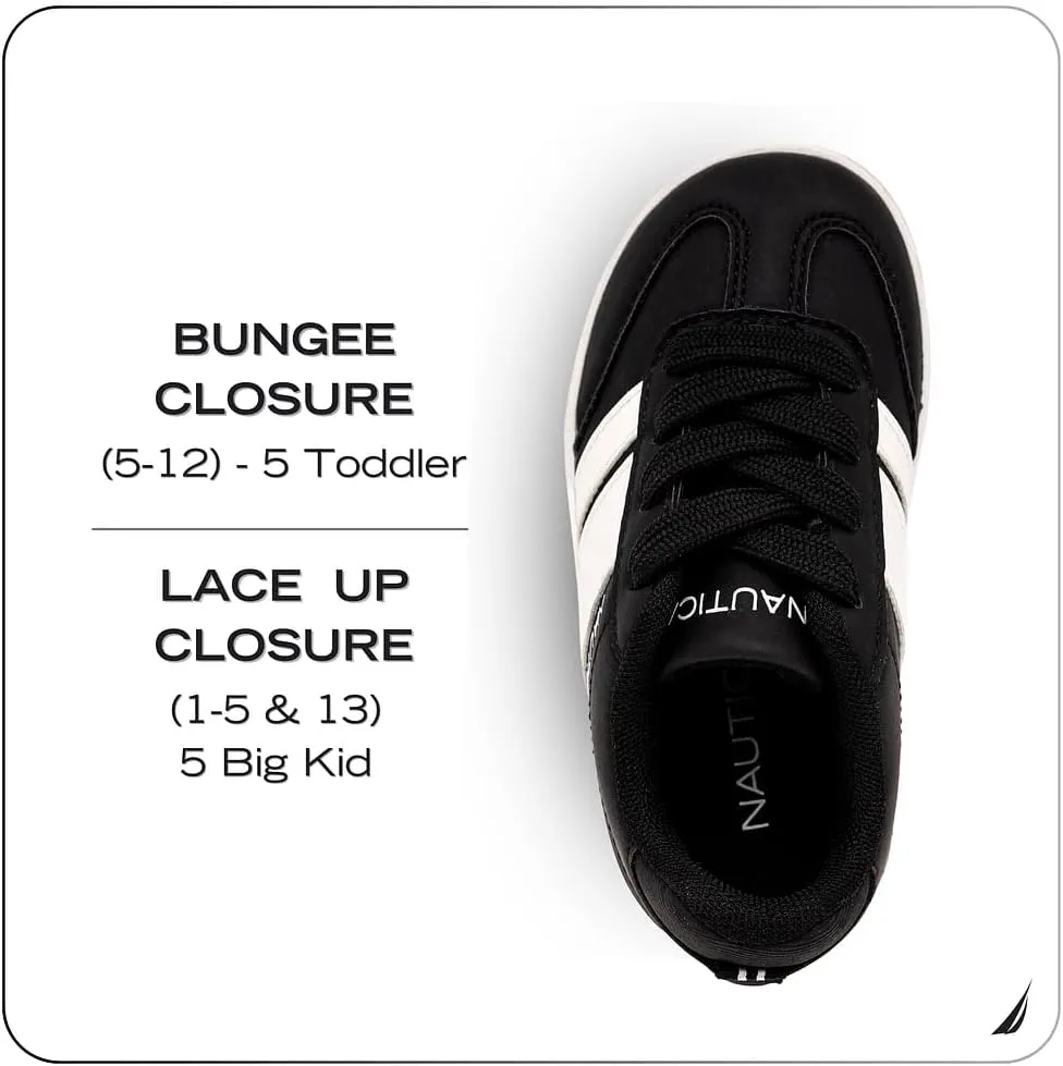 Nautica Boys Girls Casual Fashion Shoes  Comfortable Soccer Classic Walking Tennis Sneakers for Kids  Breathable, Lightweight & Flexible (Lace Up/Bungee) (Low-Top/High Top)