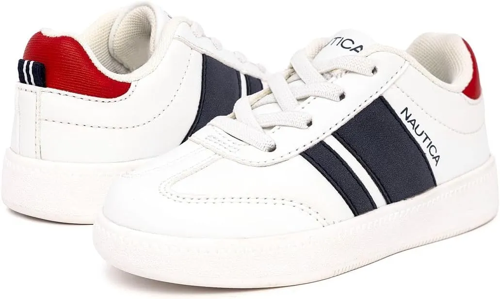 Nautica Boys Girls Casual Fashion Shoes  Comfortable Soccer Classic Walking Tennis Sneakers for Kids  Breathable, Lightweight & Flexible (Lace Up/Bungee) (Low-Top/High Top)