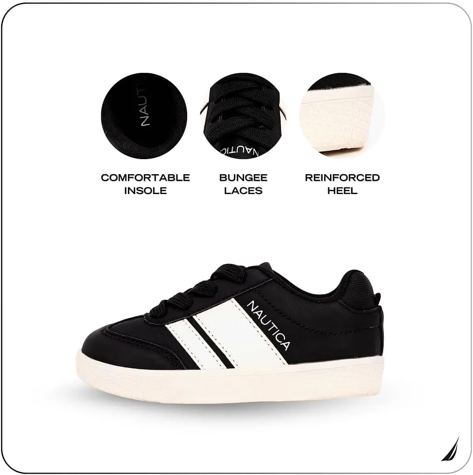 Nautica Boys Girls Casual Fashion Shoes  Comfortable Soccer Classic Walking Tennis Sneakers for Kids  Breathable, Lightweight & Flexible (Lace Up/Bungee) (Low-Top/High Top)
