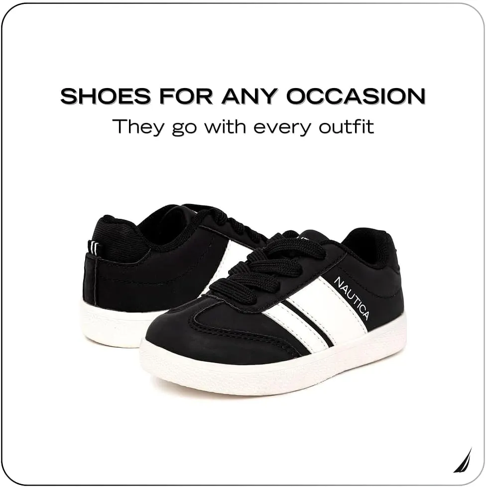 Nautica Boys Girls Casual Fashion Shoes  Comfortable Soccer Classic Walking Tennis Sneakers for Kids  Breathable, Lightweight & Flexible (Lace Up/Bungee) (Low-Top/High Top)