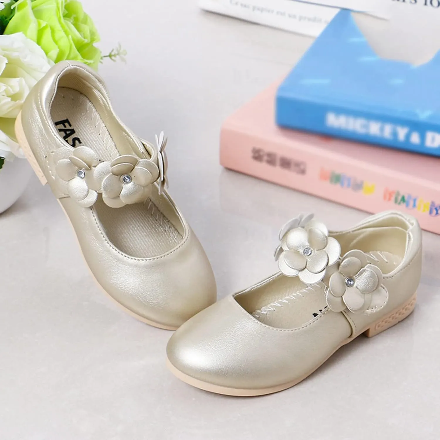 Princess Girls Flower Mary Jane Dress Shoes Slip On Flat Fashion Wedding Pary Elegant Ballet Floral Shoes