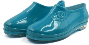Qtqgoitem Blue US 8.5 PVC Low Heel Anti- Waterproof Rain Boots Wellies Ankle Shoes for Ladies (Model: 6d9 40e 8f8 eee fa5)