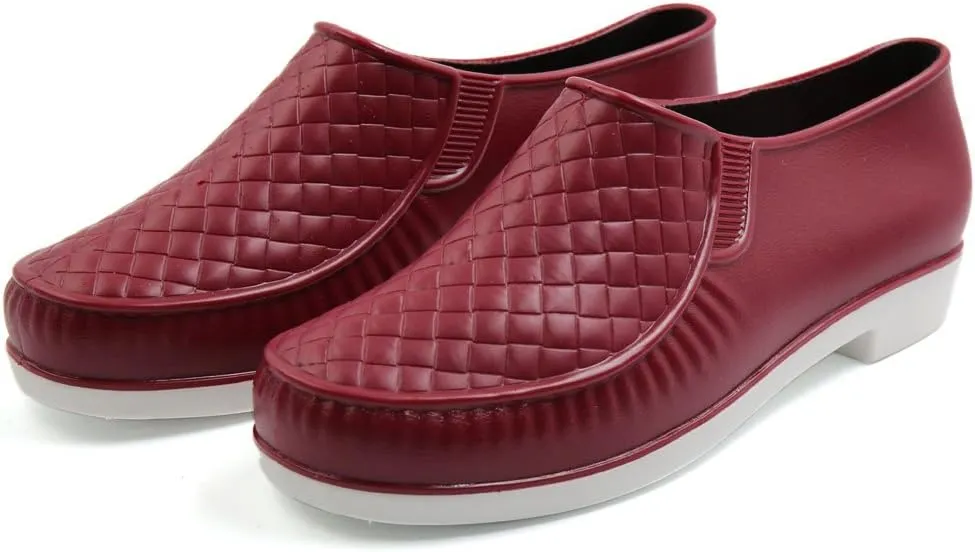 Qtqgoitem Burgundy US 6 Rubber Rhombus Pattern Good Performance Waterproof Rain Boots Wellies Ankle Shoes for Women (Model: fc0 3fa b60 4e5 bba)
