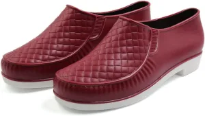 Qtqgoitem Burgundy US 6.5 Rubber Rhombus Pattern Good Performance Waterproof Rain Boots Wellies Ankle Shoes for Women (Model: 01a d23 6b1 ba8 db9)