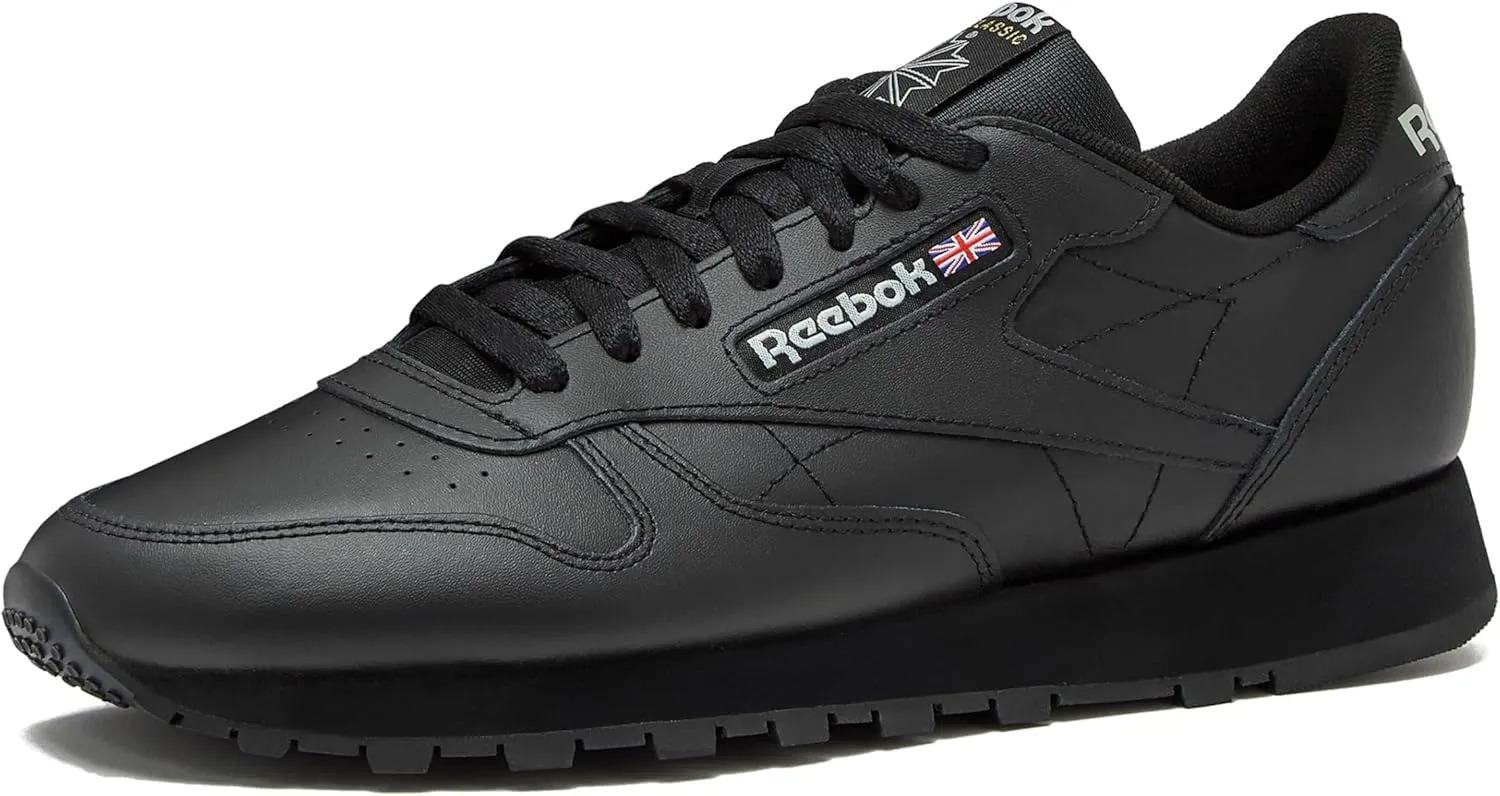 Reebok Classic Leather Sneakers for Men - Black or White Tennis Mens Shoes Size 6 to 18