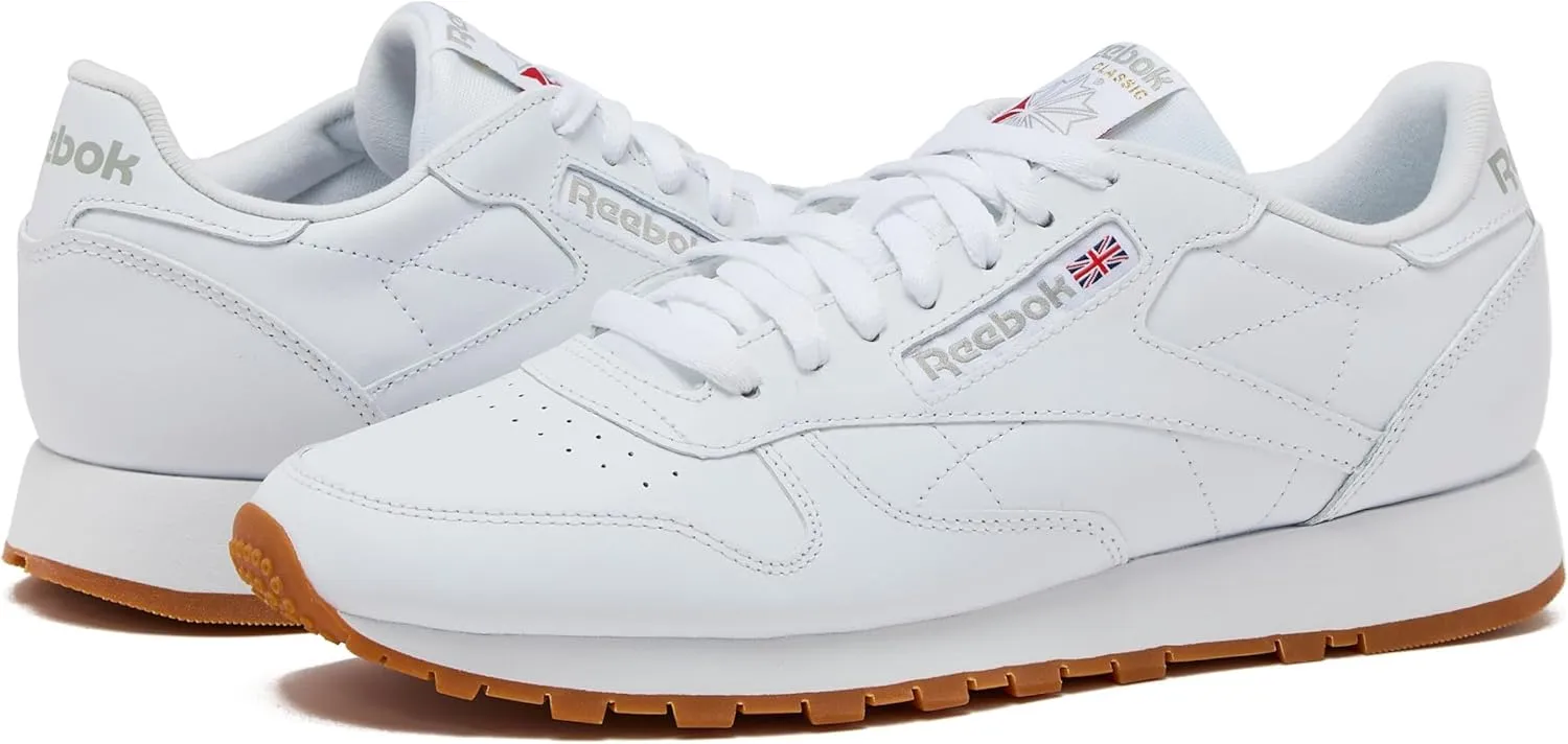 Reebok Classic Leather Sneakers for Men - Black or White Tennis Mens Shoes Size 6 to 18