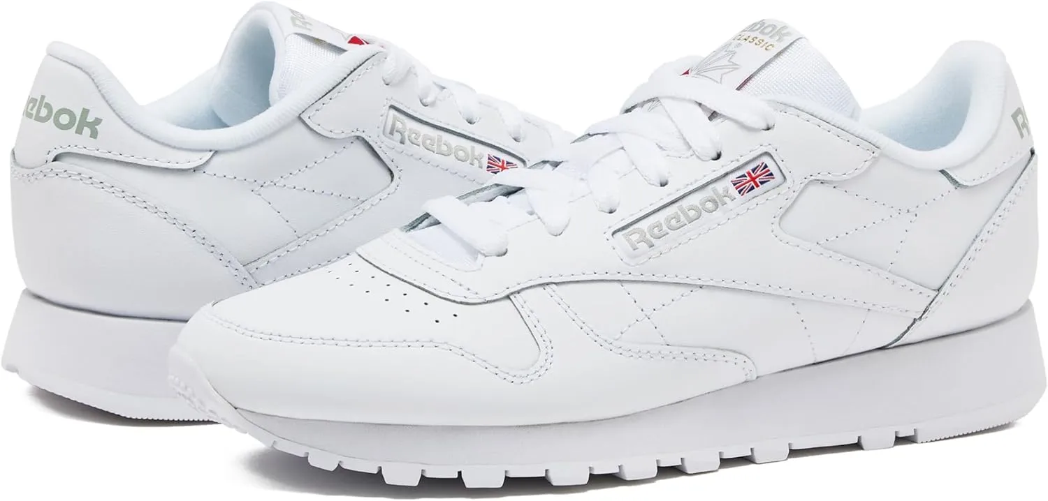 Reebok Classic Leather Sneakers for Men - Black or White Tennis Mens Shoes Size 6 to 18