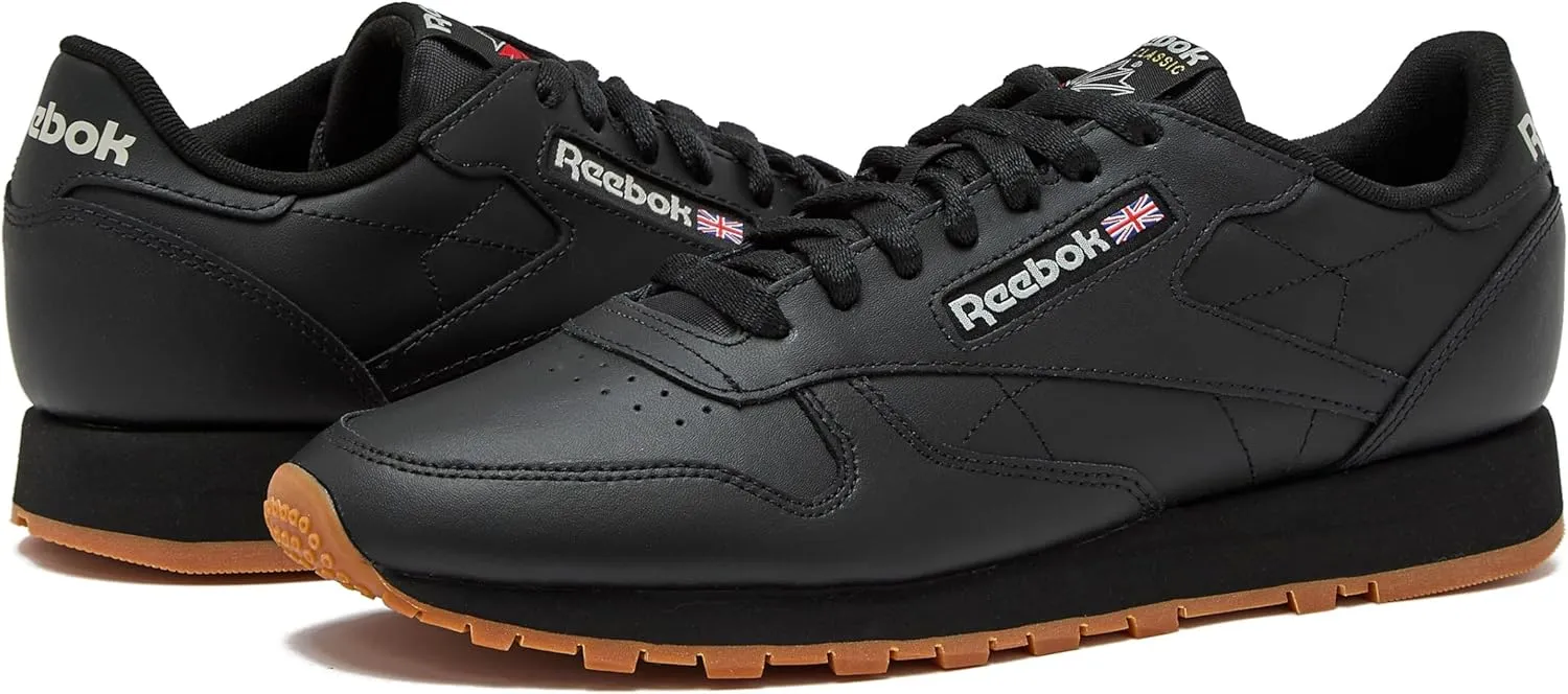 Reebok Classic Leather Sneakers for Men - Black or White Tennis Mens Shoes Size 6 to 18