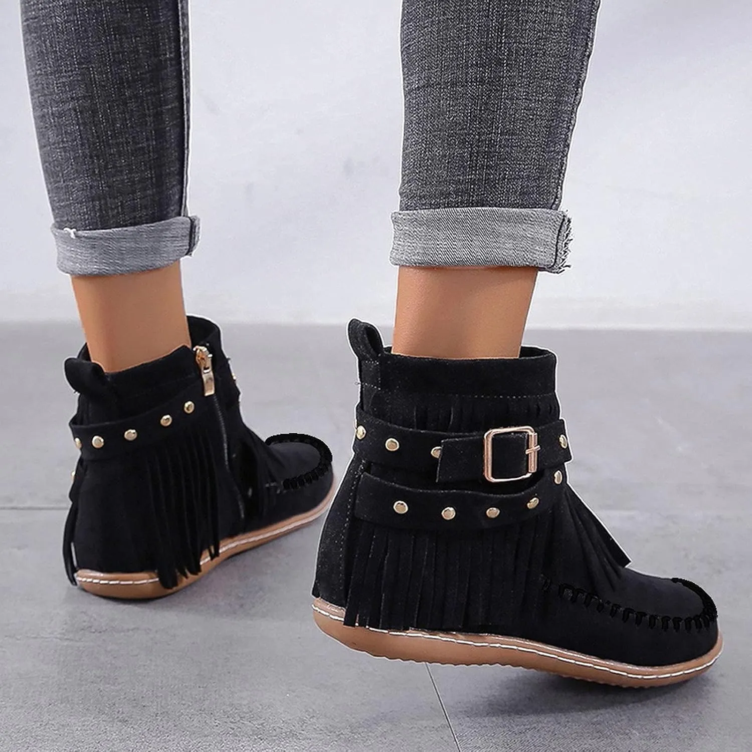 SBGMoSJ Ankle Boots Wedge for Women Leather High Heel Ankle Boots for Women Sexy Blowfish Wedge Booties for Women Short Brown Winter Boots for Women Botas Para Mujer Elegantes Bajitas