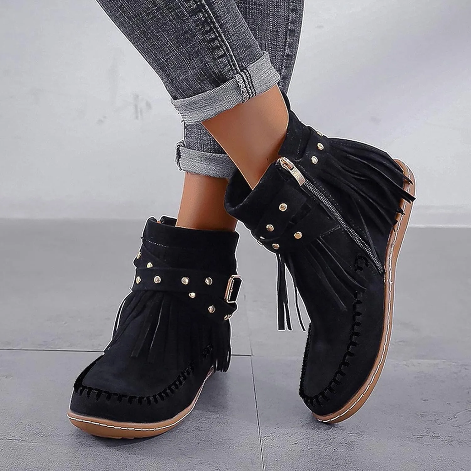 SBGMoSJ Ankle Boots Wedge for Women Leather High Heel Ankle Boots for Women Sexy Blowfish Wedge Booties for Women Short Brown Winter Boots for Women Botas Para Mujer Elegantes Bajitas